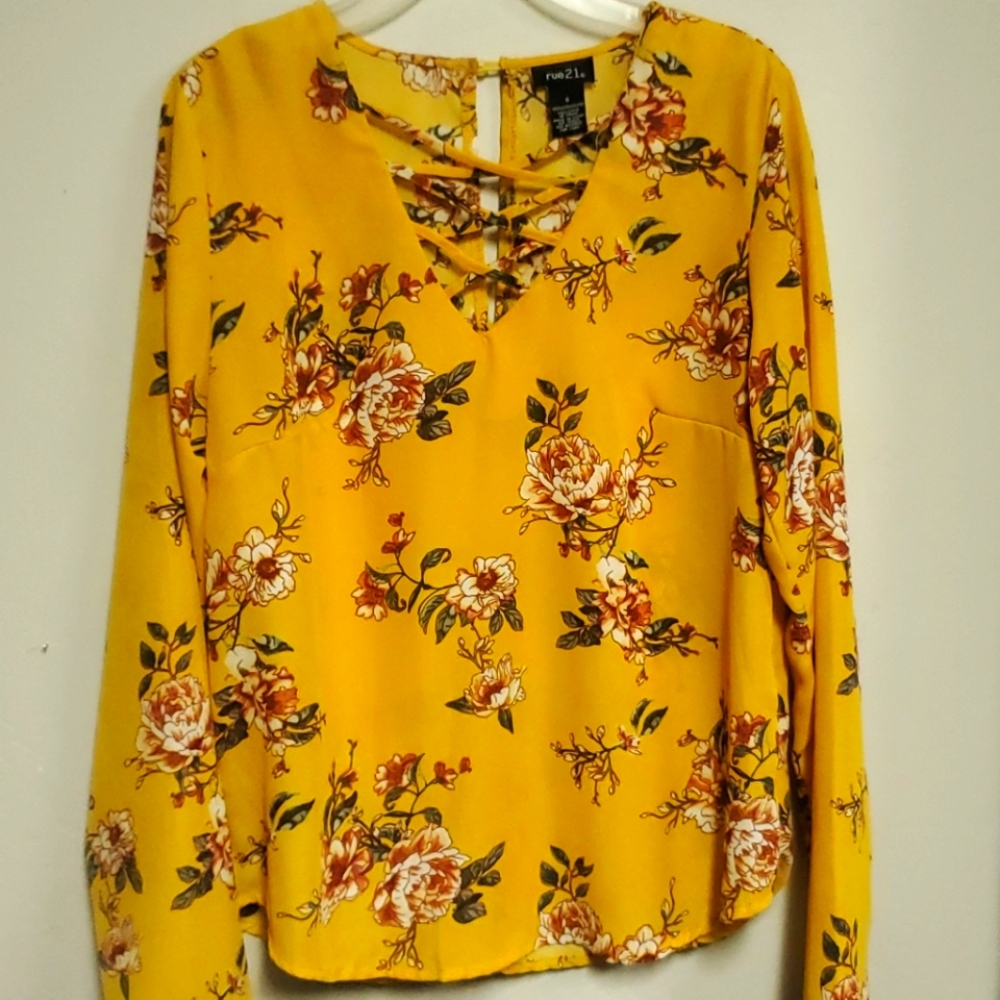 Mustard floral blouse